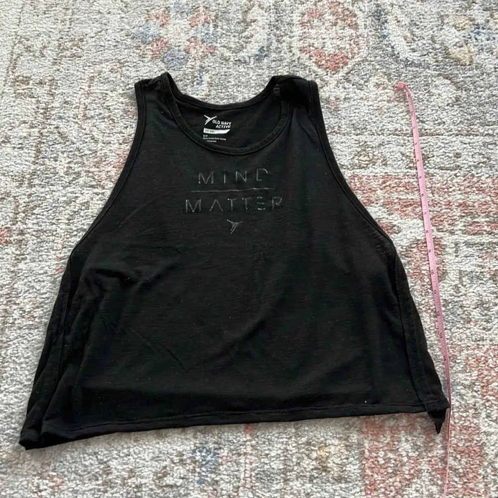 Old Navy Active Mind Over Matter Workout Tank Top Black Size Small Cropped Fit